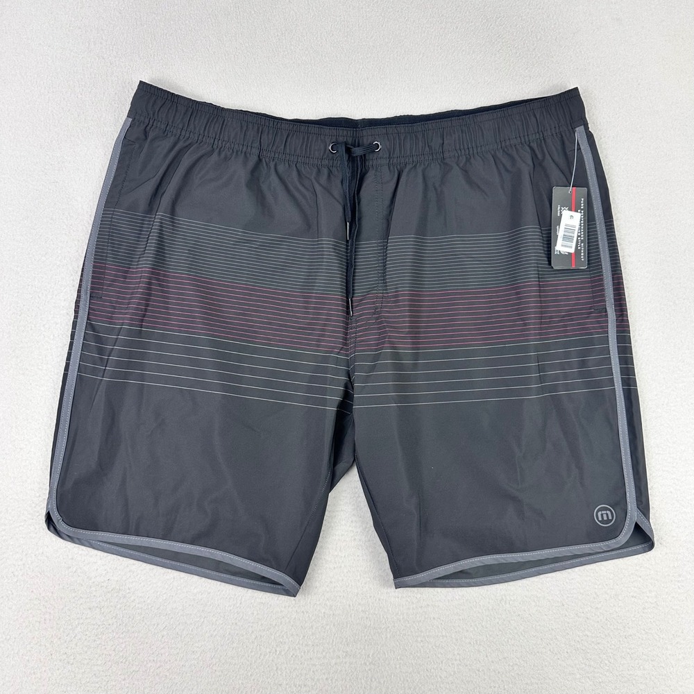 Travis Mathew Hybrid Board‎ Shorts Mens XXL Grey Striped Performance Wicking NWT